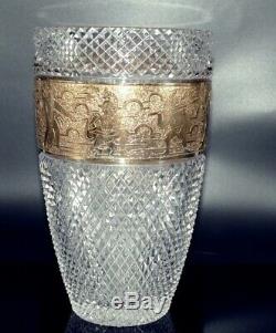 Crystal Vase by Moser with Gilded Cameo Frieze with Warriors