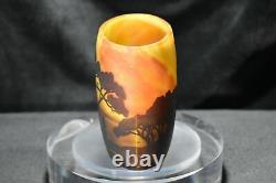 DAUM French Cameo Glass Pillow Vase with Seascape Motif