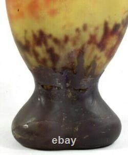 DAUM NANCY Art Nouveau cameo glass vase acid etched BATS'/'CHAUVES SOURIS