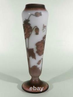DAUM Nancy Jugendstil Cameoglas ° Mohnblumen ° France art nouveau glass vase