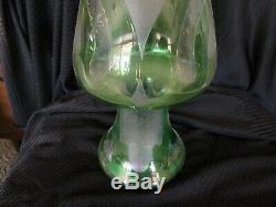 DORFLINGER HONESDALE CAMEO ART GLASS VASE, green to frosted colorless with gilt