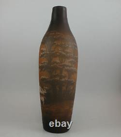 D'Argental French Cameo Art Glass Vase with Elk Scene