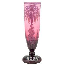 Dahlias Art Deco cameo glass vase flowers Le Verre Français, Charles Schneider