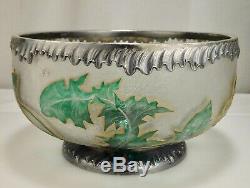 Daum Cameo Etched Glass & Sterling Silver Dandelion Bowl 59226