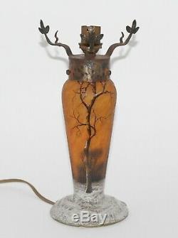 Daum Nancy Art Nouveau France Cameo Lamp Base Pate De Verre Luxury Art Glass
