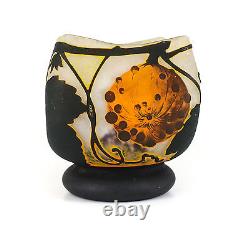 Daum Nancy Cameo Art Glass Vase, c1920 acid etched gourds leaves tendrils