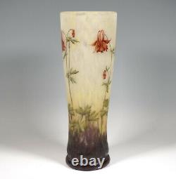 Daum Nancy Cameo Baluster Vase Columbine Decor France 1910 Height 12 5/8in