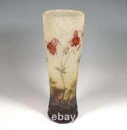Daum Nancy Cameo Baluster Vase Columbine Decor France 1910 Height 12 5/8in