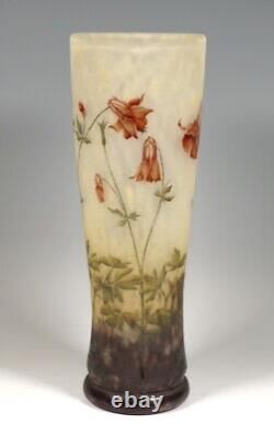 Daum Nancy Cameo Baluster Vase Columbine Decor France Um 1910 Height 12 5/8in