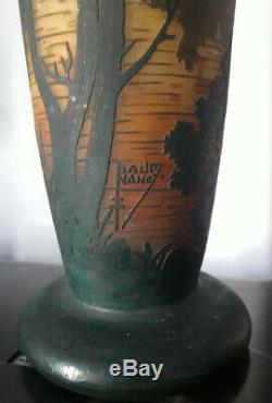 Daum Nancy Cameo Glass Landscape Big Vase