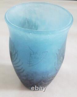 Daum Nancy Cameo Glass Plumes da Paon Cabinet Vase circa 1910