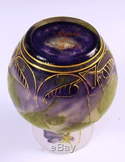 Daum Nancy Cameo Glass Violets Vase
