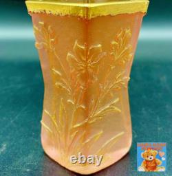 Daum Nancy Clematis Design Flower Vase Gold Gibre Cameo Glass Art Genuine Galle