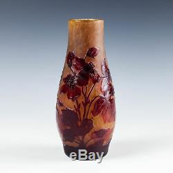 Daum Nancy Dahlias Three Colour Cameo Vase c1900