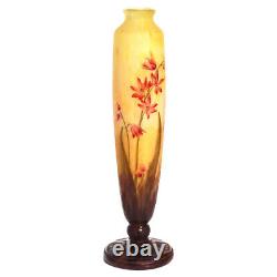 Daum Nancy Flower Enameled Cameo Art Nouveau Vase