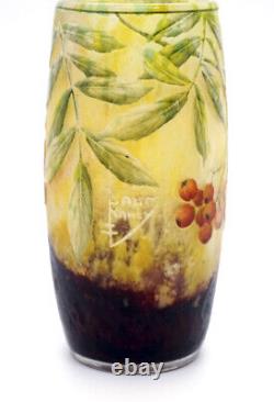 Daum Nancy Frères France Art Nouveau Vase Sea Buckthorn Cameo Um 1905