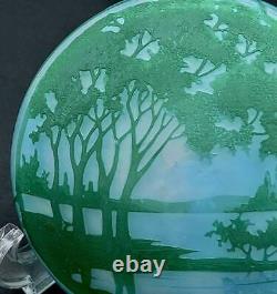 Daum Nancy Lid Lake Landscape Covered Glass Art Cameo Vase 1900 Genuine Galle