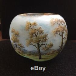 Daum Nancy Miniature Cabinet Vase 2 1/4 Tall Cameo Glass Trees Design Signed