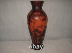 Daum Nancy Style Hand Blown Acid Etched Cameo Glass