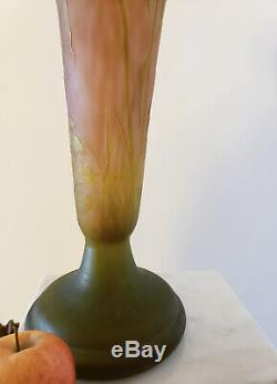 Daum Nancy Vase Art Nouveau Cameo French Art Glass 20.5 inches