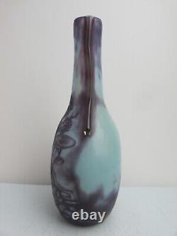 Daum Nancy for LOUIS DAMON Paris Opalescent Violet BACCHUS Cameo Bottle Vase