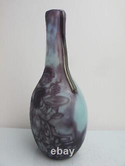 Daum Nancy for LOUIS DAMON Paris Opalescent Violet BACCHUS Cameo Bottle Vase