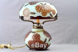 DeVez Cameo Glass Table Lamp with Flower Motif