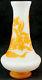 DeVez French Opaline Yellow / Gold Cameo Glass Tall Vase Buttercup Flower Motif