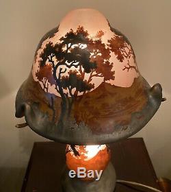 Decorative Cameo Glass Table Lamp Gallè Type