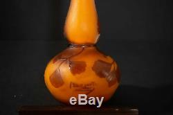 Delatte and Nancy, French cameo glass stick vase in orange c. 1920