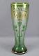 Dorflinger Honesdale Green & Yellow Cut to Clear Iridescent Cameo Glass Vase