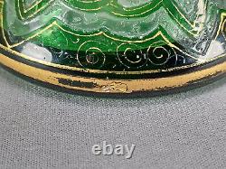 Dorflinger Honesdale Green & Yellow Cut to Clear Iridescent Cameo Glass Vase