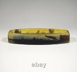 EMILE GALLE NANCY Bowl Shuttle Shape Water-Lily Decor France Um 1906/14