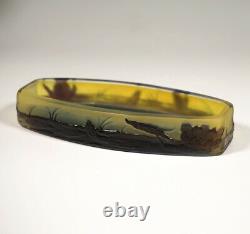 EMILE GALLE NANCY Bowl Shuttle Shape Water-Lily Decor France Um 1906/14