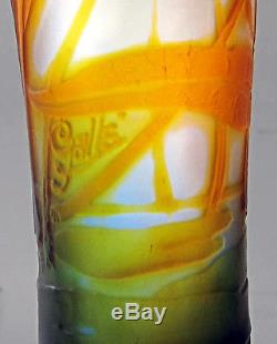 EMILE GALLE SIGNED ACID ETCHED Double Overlay CAMEO GLASS VASE 1880'S 13 H