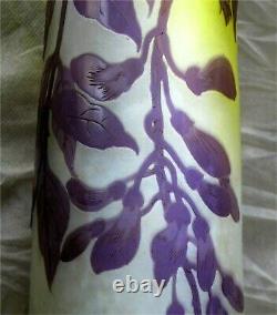 EMILE GALLE Signed Acid Etched Double Overlay Cameo Glass Vase 1900's 18