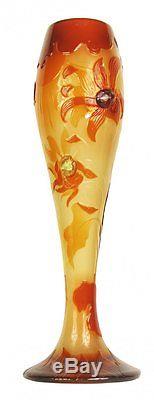EMILLE GALLE'Dahlia' fire-polished cameo glass vase
