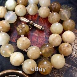 EXTASIA Hand Pressed German Opalescent Glass Intaglio Cameo Agate Beads Necklace
