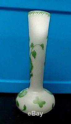 Early 1900's Art Nouveau 14 Cameo Vase Cristallerie De Pantin France Art Glass