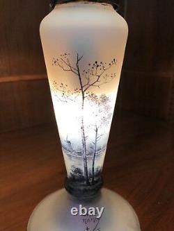 Early 20th Century Daum Nancy Enamled Cameo Glass Lamp