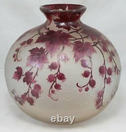 Early 20th c Legras Signed French Cameo Art Glass Vase from the Rubis Line