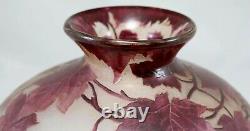 Early 20th c Legras Signed French Cameo Art Glass Vase from the Rubis Line
