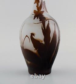 Early Emile Gallé vase in frosted and brown art glass. Early 20th C