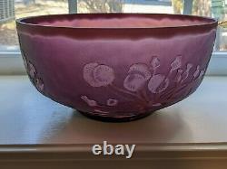Emile GALLE Signed Bowl- Art Nouveau CAMEO GLASS Reproduction 11 diameter