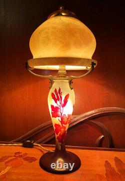 Emile Galle 1900 Art Nouveau ORIGINAL Signed Antique Cameo Glass LAMP Alabaster