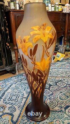 Emile Galle 33 Tall Cameo Art Nouveau Vase Circa 1900