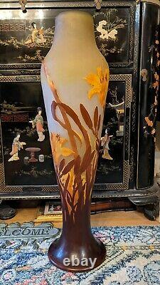 Emile Galle 33 Tall Cameo Art Nouveau Vase Circa 1900