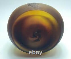 Emile Galle Acid Etched 2 Color Green & Amethyst Glass Cameo Vase c1890