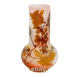 Emile Galle Acid Etched Cameo Art Glass Vase Berries circa 1890