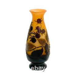 Emile Galle Acid Etched Cameo Art Glass Vase Blackberries circa 1890